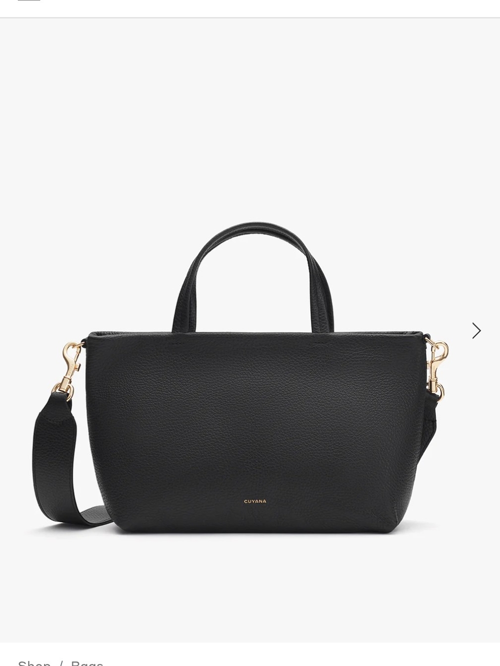 Cuyana Black Leather Mini Easy Zipper Top-Handle Tote with Detachable Strap